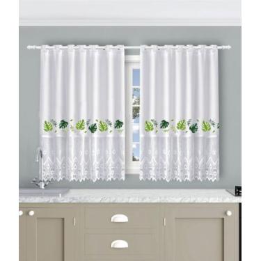 Imagem de Cortina Cozinha Com Estampas Desenhada 2,60x1,20 Branca - Beija Flor
