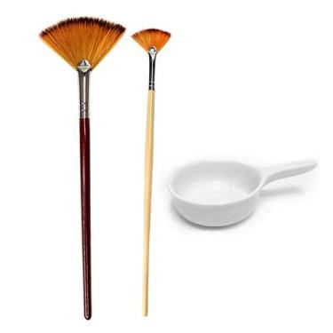 Imagem de Kit Pincéis de Seda 02, 06 e Cubeta Porcelana 50mL Estética - Ácidos, 