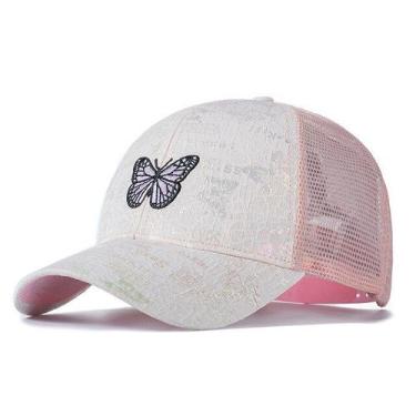Imagem de Boné Feminino Estilo Caminhoneiro, Bordado Borboleta - ElaShopp