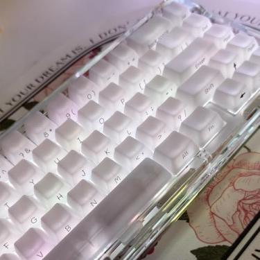 Imagem de Conjunto de teclas com impressão lateral de 130 teclas, perfil OEM, branco, translúcido, adequado para teclado mecânico Cherry Mx 61/64/87/104/108