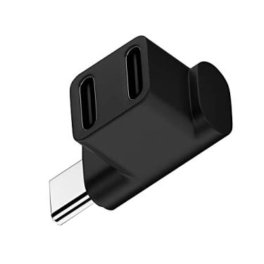 Imagem de NFHK Adaptador divisor de dados USB 3.0 tipo C macho para fêmea dupla de 10 Gbps compatível com laptop Steam Deck