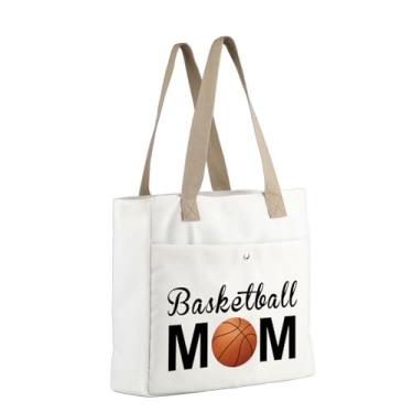 Imagem de MBMSO Sacola de basquete para mãe, presente para amantes de basquete, jogador de basquete, time, presente para mãe, basquete, esportes, bolsas de ginástica, Bolsa Basketball Mom, Large