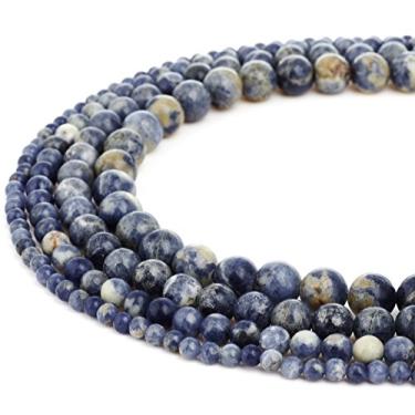 Imagem de RUBYCA Atacado Natural Brasil Sodalita Pedras Preciosas Redondas Soltas Contas para Fazer Joias 1 Fio 8 mm