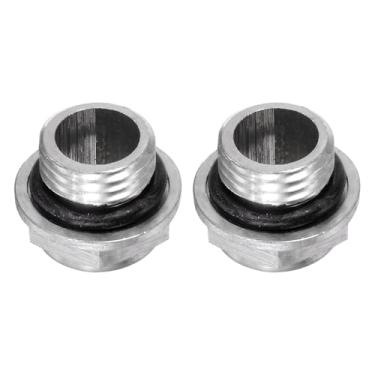 Imagem de HARFINGTON 2 peças de vidro de visão de óleo para compressor de ar 14 x 1,5 mm rosca macho medidor de nível de líquido, cabeça sextavada de alumínio, janela indicadora de óleo com anel de vedação para