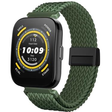 Imagem de CUNUJIX Pulseiras trançadas compatíveis com Amazfit Bip 5, Cheetah Pro, Balance, GTR 4, 3, 2, 2e de 22 mm - Pulseira magnética de tecido elástico de nylon elástico para mulheres e homens