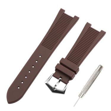 Imagem de FACLE Pulseira de relógio masculina de borracha de 25 mm para substituição adequada para Patek Philippe Nautilus 5711 5712 5724 5726 5980 pulseira de silicone para esportes ao ar livre (marrom)