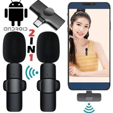Imagem de Microfone Duplo de Lapela Sem Fio Para Celular Compatível Com Android 