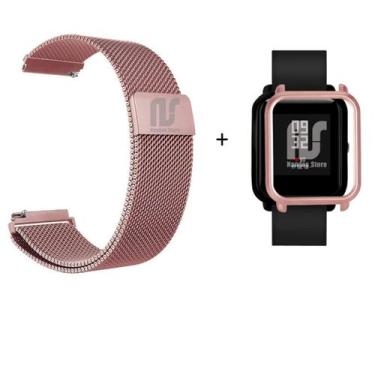 Imagem de Kit Pulseira Compatível com Amazfit Bip De Metal / Aço - Magnética + C