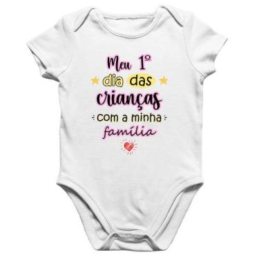 Imagem de Body Bebê Algodão Meu primeiro dia das crianças (rosa) - Foca na Moda,
