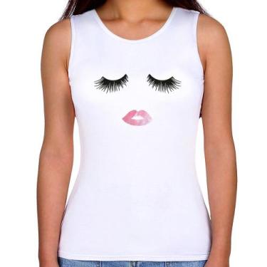 Imagem de Regata Feminina Cílios e Boca - Foca na Moda, Branco, P