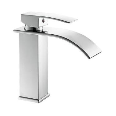Imagem de Torneira Misturador Cromado Monocomando Cascata Quadrado Banheiro - Go