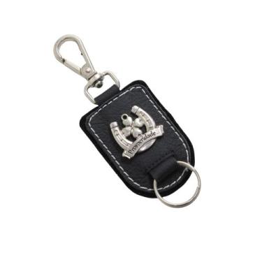 Imagem de Chaveiro de Couro Gourmet Country Prosperidade Trevo Ferradura Preto -