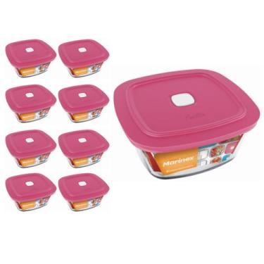 Imagem de Pote Vidro Quadrado Facilita Vap Com Tampa 1L Marinex 8Un - NADIR FIGU