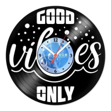 Imagem de Relógio De Parede Disco Vinil Escritório - Good Vibes Only - VEC-005 -