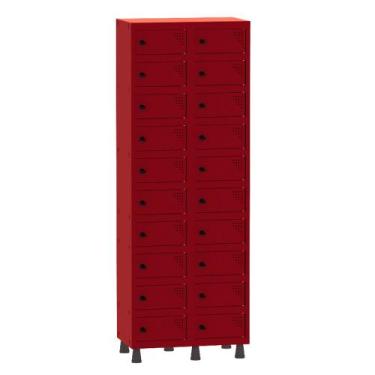 Imagem de Armário Porta Objetos de Aço 2 Vãos 20 Portas Pitão Pandin 1,90 m Verm