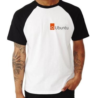 Imagem de Camiseta Raglan Ubuntu Linux - Foca na Moda, Branco, Preto, P
