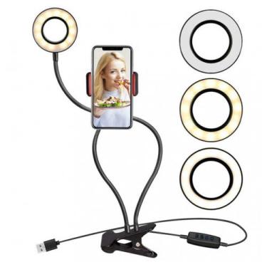Imagem de Ring Light Anel Iluminador Led Suporte Celular Mesa P/ Vídeo - Profess