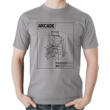 Imagem de Camiseta Algodão Arcade Fliperama Projeto - Foca na Moda, Cinza, P