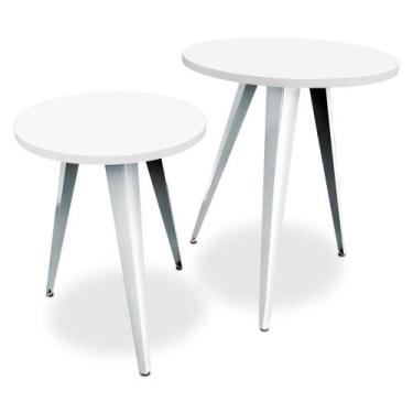 Imagem de Conjunto Jogo Mesa De Canto Decorativa Lateral Ornes Para Sala Quarto 