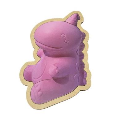 Imagem de Brinquedo Infantil Educativo Quebra Cabeça Dinossauro Rosa Madeira Mdf