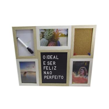 Imagem de Quadro porta foto de madeira e recados - RIO MASTER