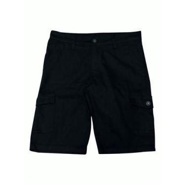 Imagem de Bermuda Cargo Tradicional Sarja Masculina - Wju Jeans, 42, Preto