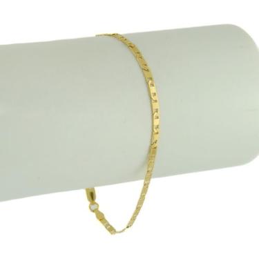 Imagem de Pulseira Masculina Ouro 18k 750 Maciça Piastrine 21 Cm Linda - JOIE JO