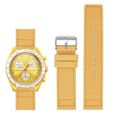 Imagem de Pulseiras de lona de liberação rápida para relógios Omega, pulseira de relógio de lona de nylon para relógios Breitling (18 mm, amarela)