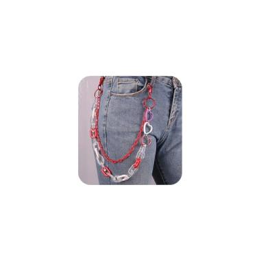 Imagem de Wekicici Corrente jeans de acrílico para calças de coração, corrente de pedra colorida de acrílico em forma de coração, correntes de jeans hip hop, correntes de bolso, acessórios para o corpo para