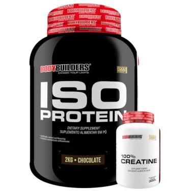 Imagem de Kit Iso Protein 2kg + 100% Creatina 300g - Bodybuilders (Média, Chocolate)