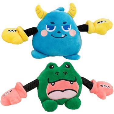 Imagem de Boxer Brinquedos interativos para cães brinquedo indestrutível para cães com rangido e de alta elasticidade para mastigadores agressivos (monstro azul e crocodilo verde)