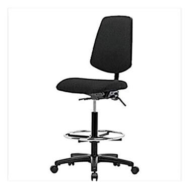 Imagem de Thomas 1163J90 Cadeira de tecido alto com encosto médio sem inclinação e braços, base de nylon, anel de pé cromado, rodízios, preto