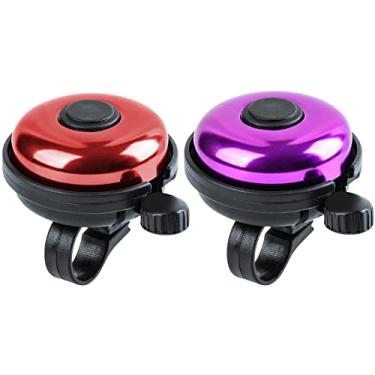 Imagem de Xthuge Campainha de Bicicleta Clássica, Campainha de Bicicleta de Alumínio, Som Alto, Nítido E Claro, Campainha de Bicicleta para Adultos E Crianças(Vermelho, Roxo-Uso para A Mão Direita-Pacote com 2)
