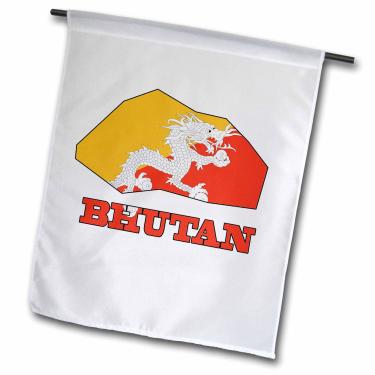 Imagem de 3dRose fl_151947_1 Bandeira do Butão no mapa do contorno e nome da bandeira do jardim do país, 30 x 45 cm