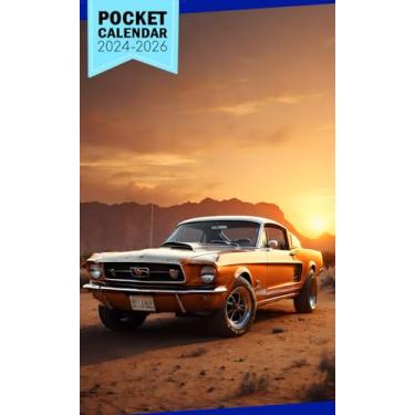 Imagem de Pocket Calendar 2024-2026: Three-Year Monthly Planner for Purse, 36 Months from January 2024 to December 2026 | Classic Mustang | Vintage Sunset