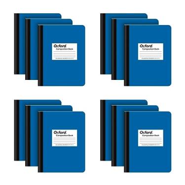 Imagem de Oxford Caderno de composição pacote com 12, papel pautado universitário, 19 x 24 cm, 80 folhas, capas azuis (63742)