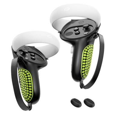 Imagem de AMZDM Upgraded Controller Grips for Meta Quest 2 VR Oculus Touch Controllers Protector with Joystick Covers 1Pair Black & Green