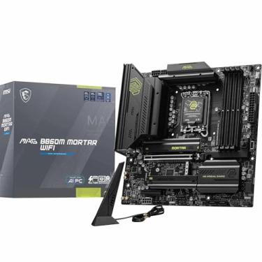 Imagem de Placa-mãe MAG B860M Mortar WiFi, mATX - Suporta processadores Intel Core Ultra (Série 2), LGA 1851 - DDR5 Memory Boost 9200+ MT/s OC, 1 x PCIe 5.0 x16, 1 x M.2 Gen5, LAN 5G, Wi-Fi 7