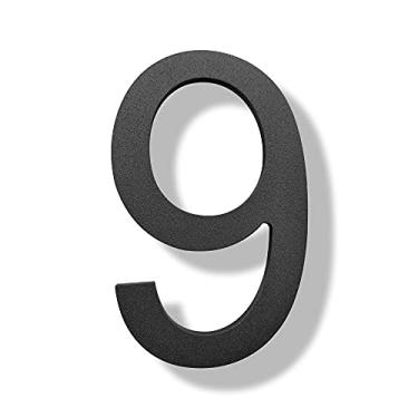 Imagem de Números de casa de aço inoxidável - Número de endereço residencial flutuante de 15 cm de altura, à prova de ferrugem, acabamento preto elegante (número 9)