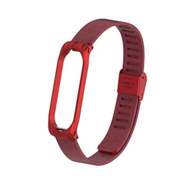 Imagem de T-BLUER Pulseira de substituição para Xiaomi Mi Band 4/Mi Band 3, acessórios de substituição para Xiaomi MiBand 4/MiBand 3, vermelha