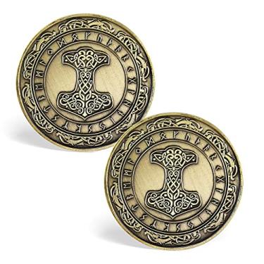 Imagem de Moeda Viking Thor Hammer | Moeda Viking Mjolnir | Amuleto da mitologia nórdica | Presentes viking para homens e mulheres