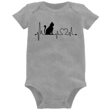 Imagem de Body Bebê Gato Batimentos Cardíacos - Foca na Moda, Cinza, P