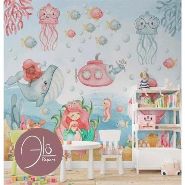Imagem de Papel de Parede Infantil Sereia AL 02 - AloPapers, 2,50m de largura, 2