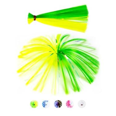 Imagem de BLUEWING Iscas de pesca marítima de 1/56.7 g com cabeça de chumbo, pesca em água salgada, bruxas, saia Ballyhoo Big Game para atum, Wahoo, Sailfish, Mahi Mahi, verde/amarelo, modelo B