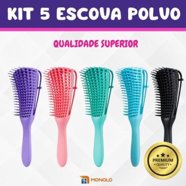 Imagem de Kit 5 Escova Pente Polvo Cabelo Cacheado Crespo Desembaraçar Encaracol