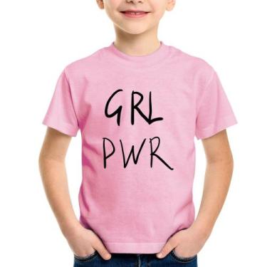 Imagem de Camiseta Infantil GRL PWR - Foca na Moda, Rosa bebê, 12