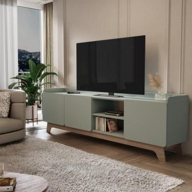 Imagem de Rack para Sala de Estar 200x61x38,5cm Verde/Freijó