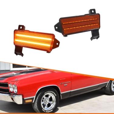 Imagem de ADIIL Lente Âmbar LED Âmbar LH+RH Par de Luzes Marcadoras Laterais Inferiores Para-lama Frontal para Chevy Chevelle El Camino 1970