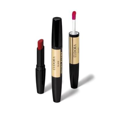 Imagem de Batom Eudora Duo Vermelho Único Glam Micro Plump 1,8g Lançamento  maqu