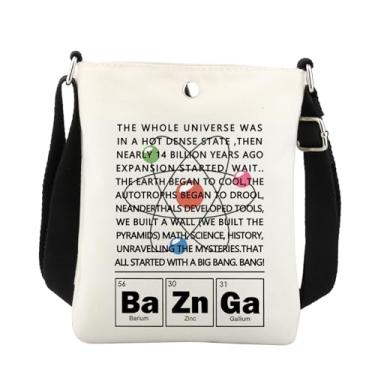 Imagem de Bang Theory Bolsa tiracolo Big Bang TV Show Inspirada Presentes Leonard e Sheldon Fãs Presente para Cientista Física Bolsa de Ombro, Branco